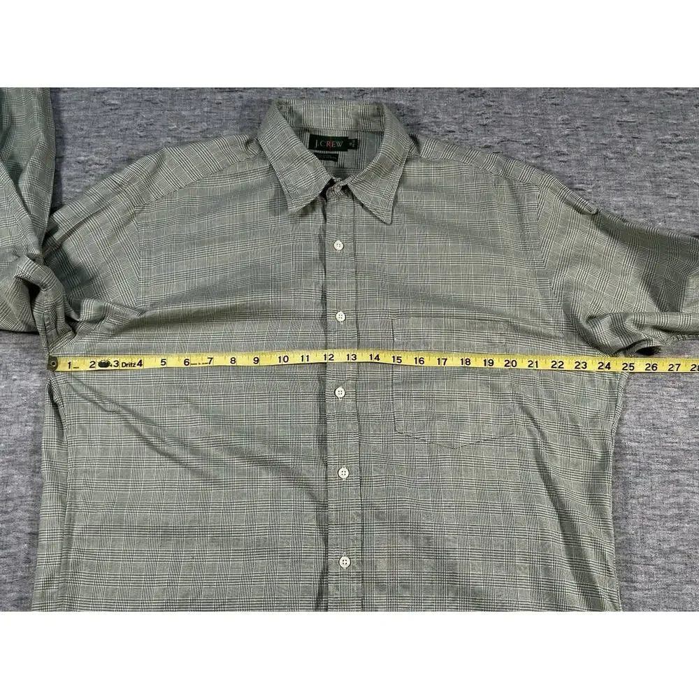 Vintage J Crew Oarsman Dress Shirt Mens 16 34/35 Green Plaid Long Sleeve Cotton